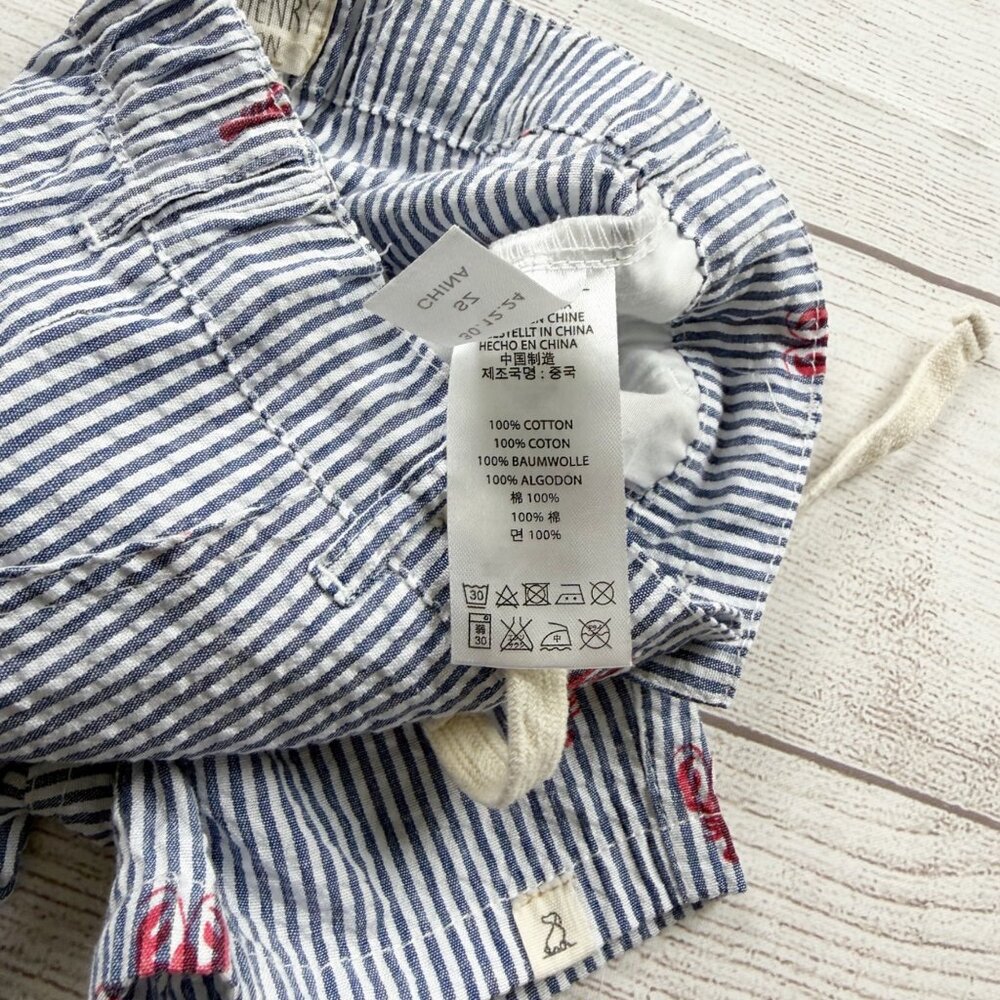 Me & Henry London Baby Shorts Stripe Lobster Print Drawstring 9-12 Months - Picture 3 of 4